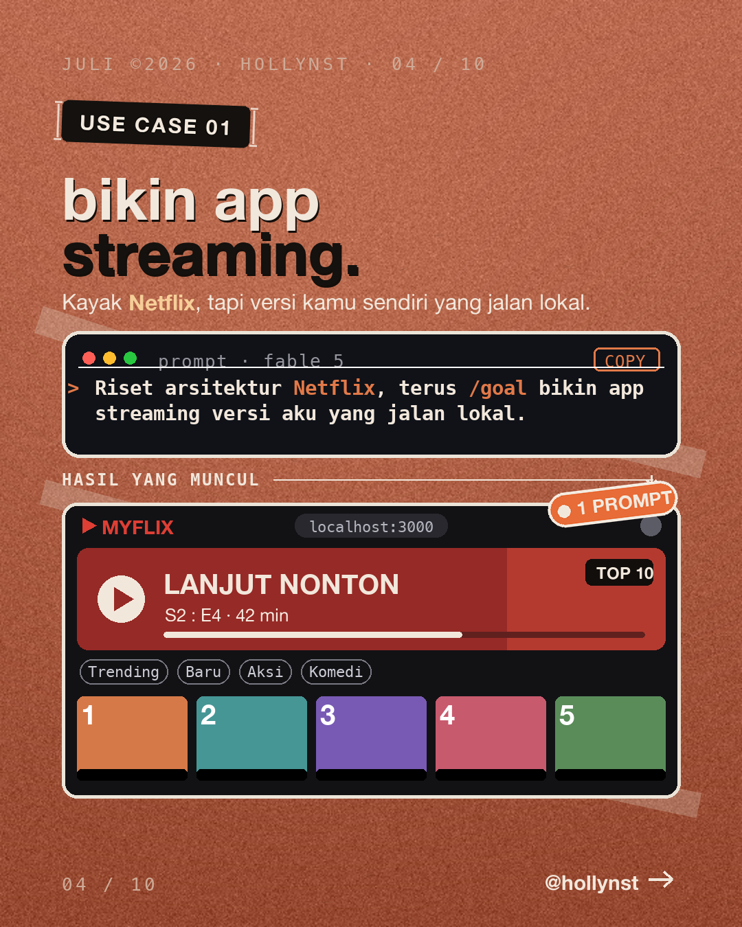 Use case 1 — bikin app streaming versi lokal