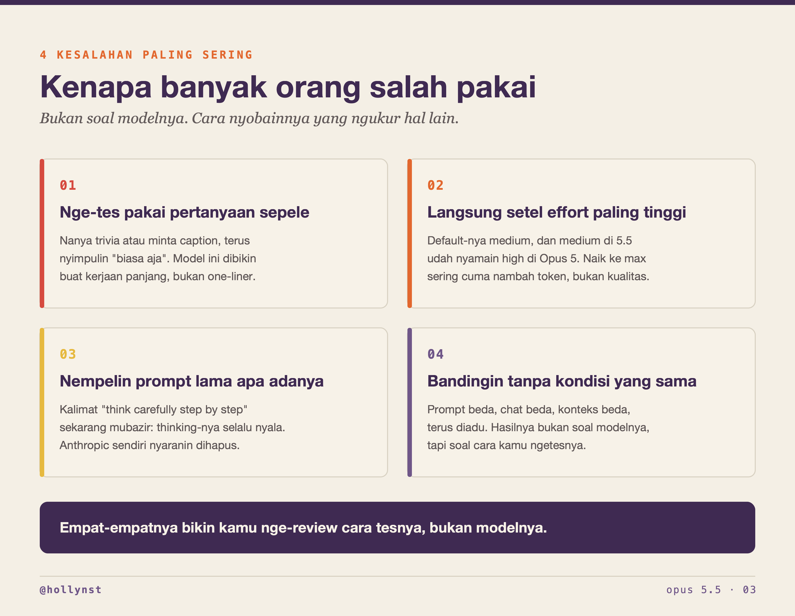 Empat kesalahan paling sering waktu nyobain Opus 5.5